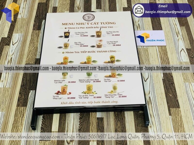 Mẫu bảng hiệu A 2 mặt khung sắt gập gọn để vỉa hè cho doanh nghiệp tổ chức sự kiện quảng bá ngoài trời