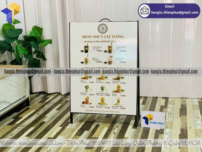 Mẫu bảng hiệu A 2 mặt khung sắt gập gọn để vỉa hè Mẫu bảng hiệu A 2 mặt khung sắt gập gọn để vỉa hè