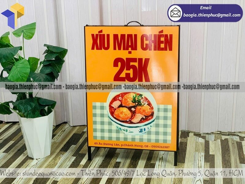 Mẫu bảng quảng cáo A bằng sắt cho quán ăn vỉa hè