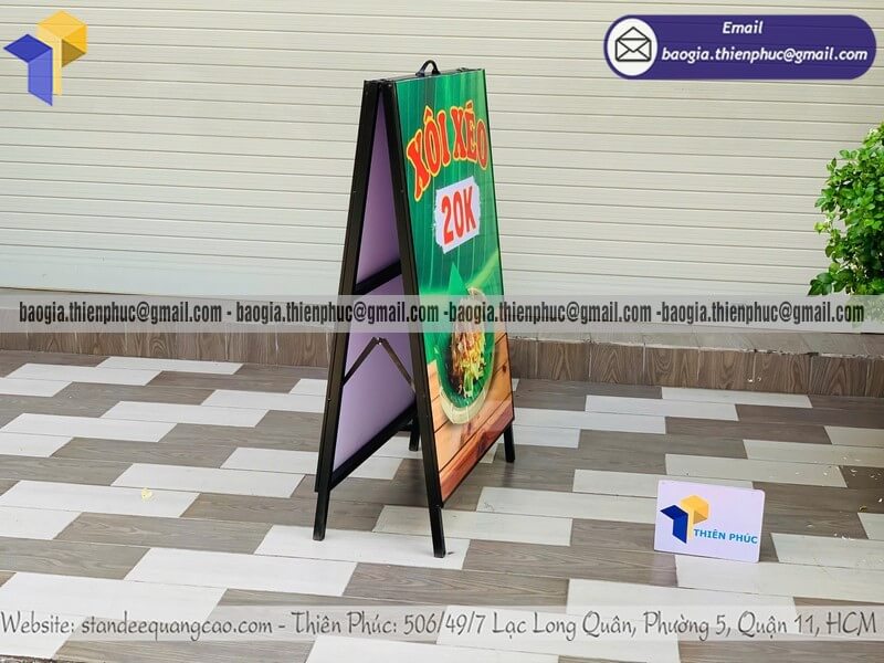Mẫu bảng standee A chân sắt quảng cáo trên vỉa hè đẹp xưởng dùng kinh doanh ngoài trời