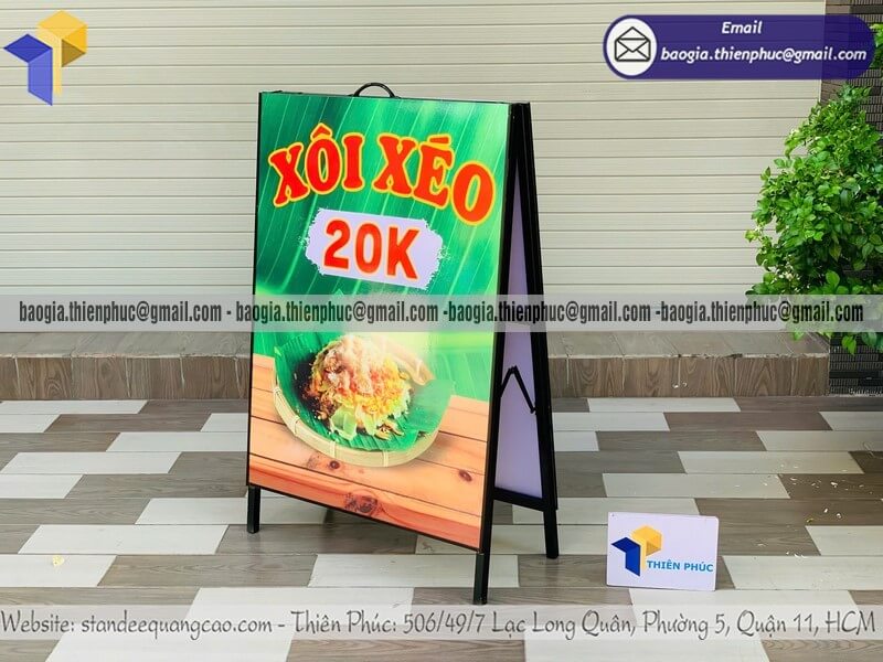 Mẫu bảng standee A chân sắt quảng cáo trên vỉa hè đẹp bảng quảng cáo bán trước cửa hàng