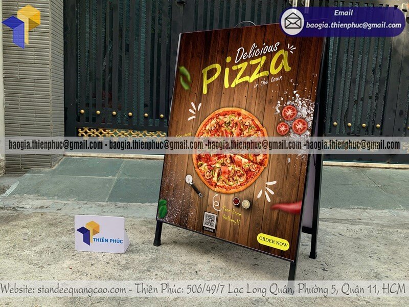 Mẫu bảng standee chữ A đặt ngoài trời cho quán ăn quán vỉa hè