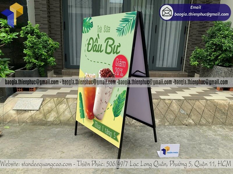 Mẫu standee quảng cáo chữ A di động in 2 mặt mới nhất cho đại lý nhà phân phối trưng bày giảm giá