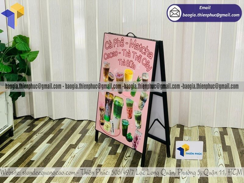 Nơi in bảng hiệu chữ A bằng sắt gấp gọn hai mặt vỉa hè giới thiệu chương trình khuyến mãi