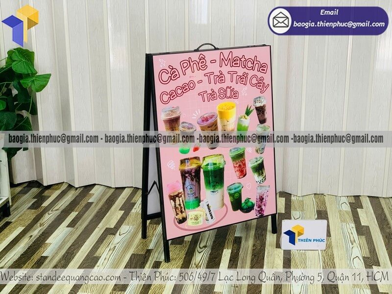 Nơi in bảng hiệu chữ A bằng sắt gấp gọn hai mặt vỉa hè đặt trước mặt tiền