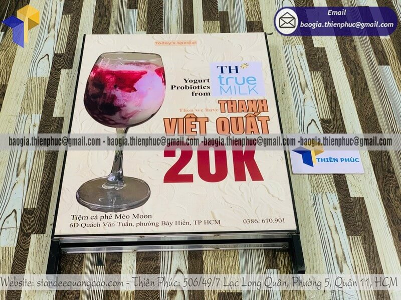 Nơi in bảng standee A chân sắt 2 mặt để vỉa hè nhanh cho quán ăn quán cafe kinh doanh vỉa hè