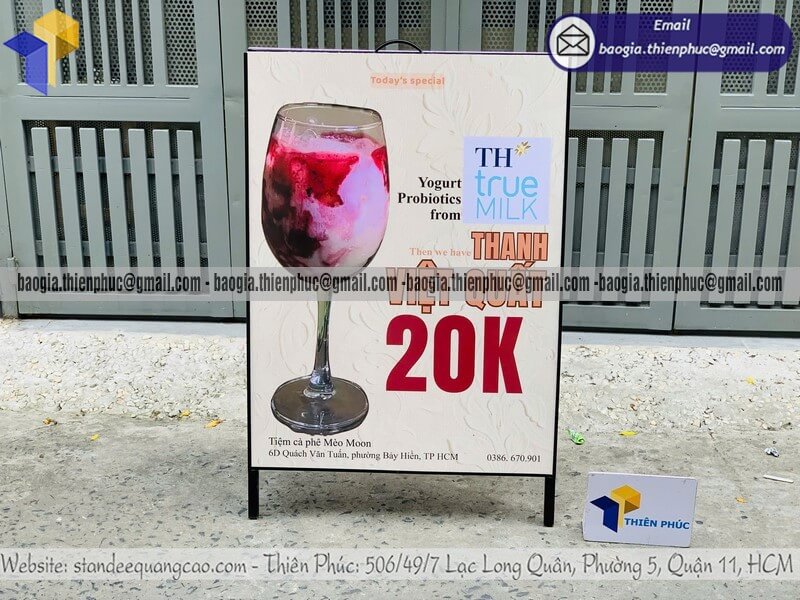 Nơi in bảng standee A chân sắt 2 mặt để vỉa hè nhanh