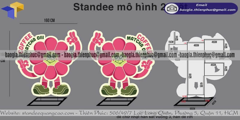 Nơi nhận làm standee mô hình sản phẩm in 3D trước quán cafe sản xuất cho take away mang đi