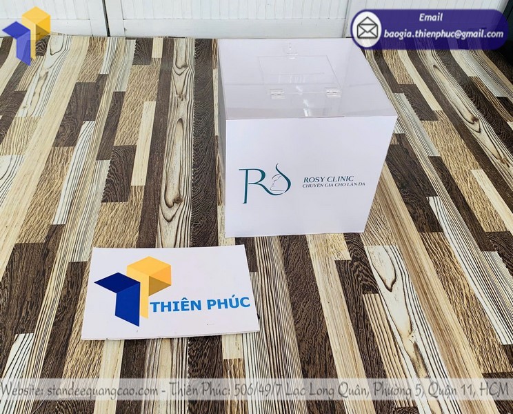sản xuất thùng phiếu mica có nắp mở HCM