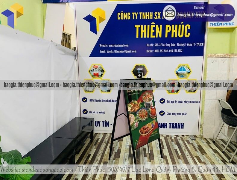 Standee A khung sắt giới thiệu sản phẩm quán ăn độ bền cao sản phẩm xưởng thiết kế