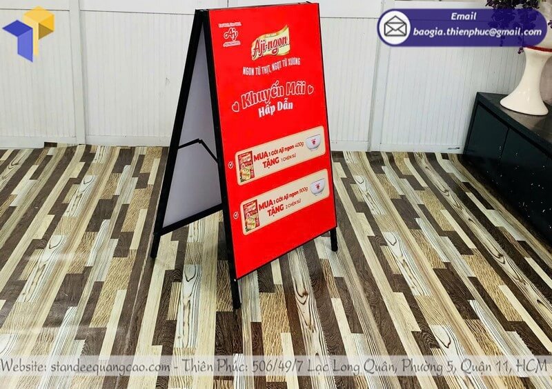 standee chữ A 2 mặt đặt ngoài trời HCM quận 11