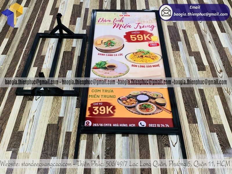Standee giới thiệu menu đứng vỉa hè khung sắt giao hàng toàn quốc cho mọi mô hình kinh doanh