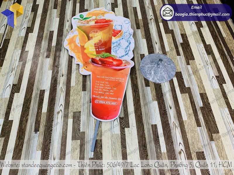 standee hình ly nước ngoài trời rẻ