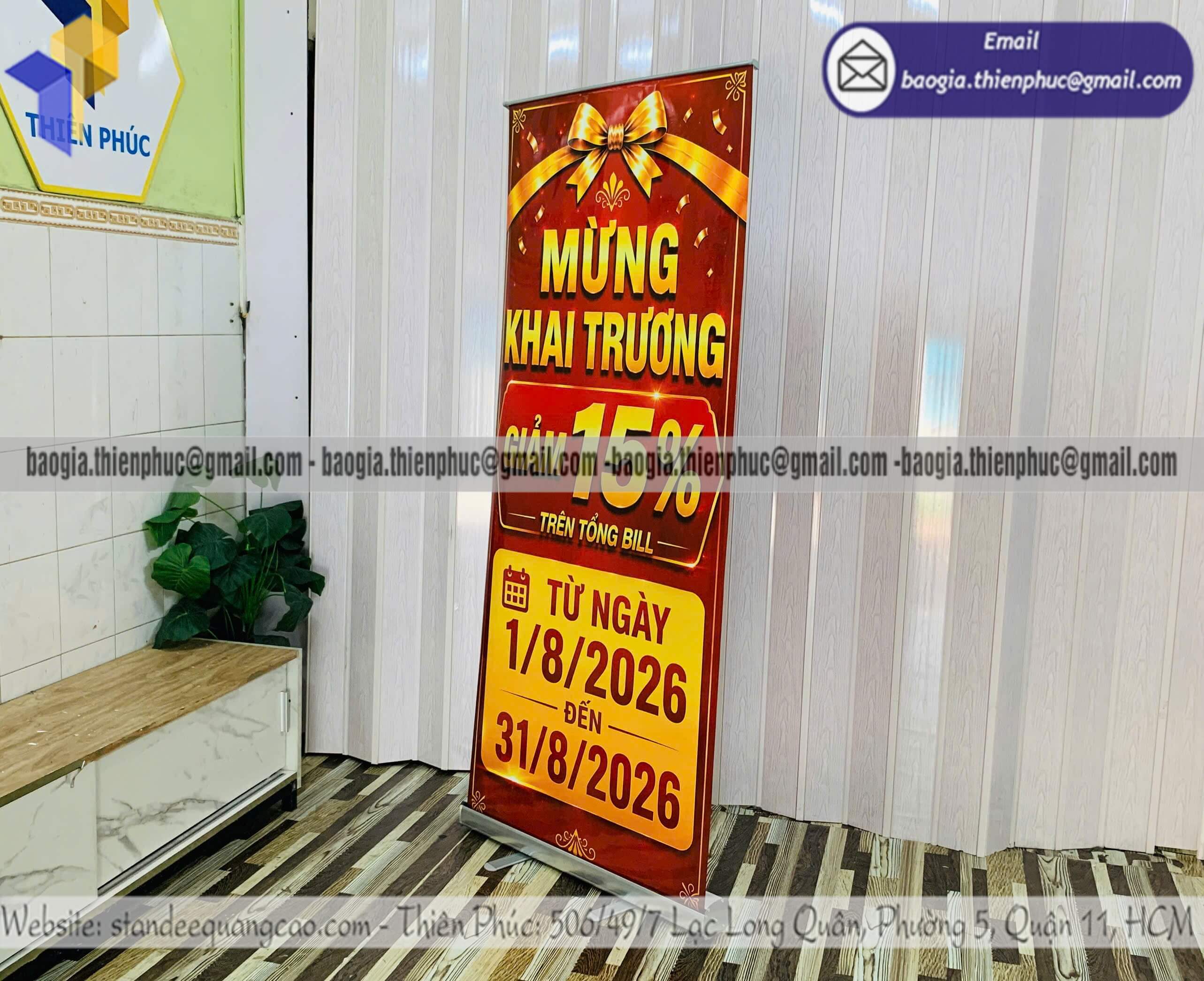 Standee kéo poster cuốn nhôm dựng ngoài trời event cafe quán ăn menu quảng cáo