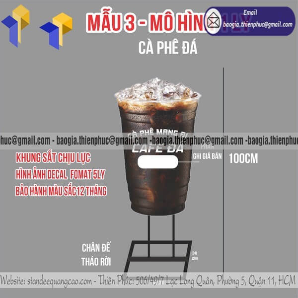 Standee mô hình ly cafe bằng 3D có sẵn giá rẻ cho quán cafe trà sữa bán sỉ lẽ trên toàn quốc