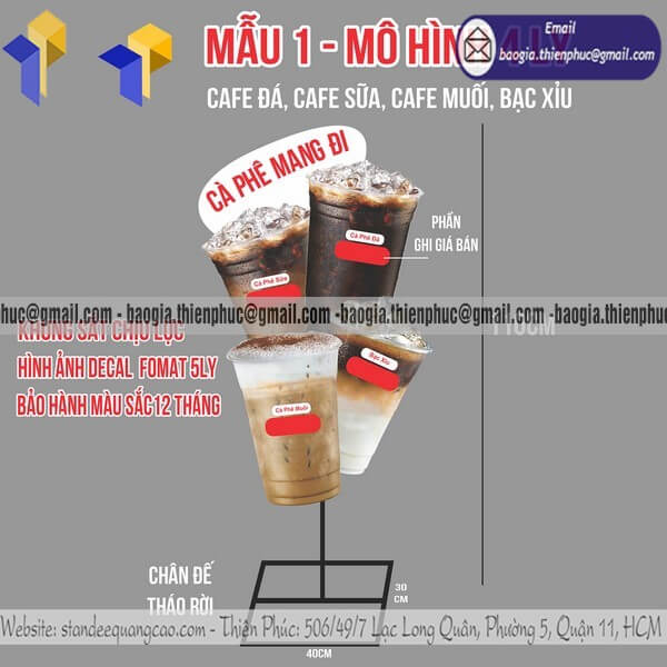 Standee mô hình ly cafe bằng 3D có sẵn giá rẻ gia công theo yêu cầu bán toàn quốc