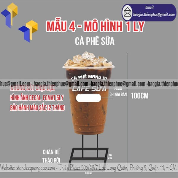Standee mô hình ly cafe bằng 3D có sẵn giá rẻ,