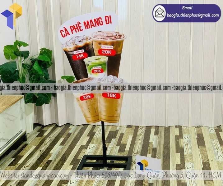 Standee mockup ly cafe đá take away 1 mặt đẹp