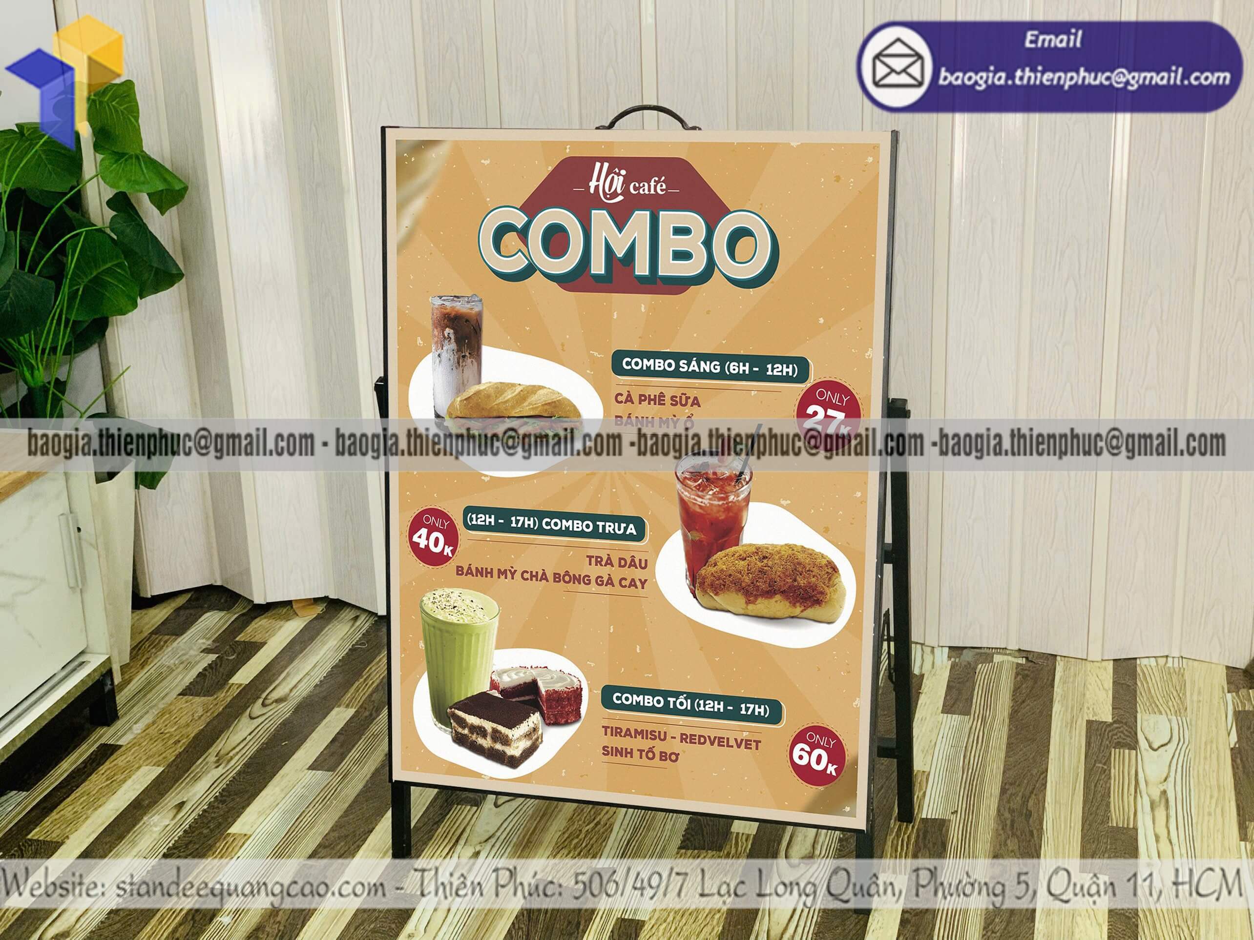 Standee quảng cáo bằng sắt in hình 1 mặt xếp gọn