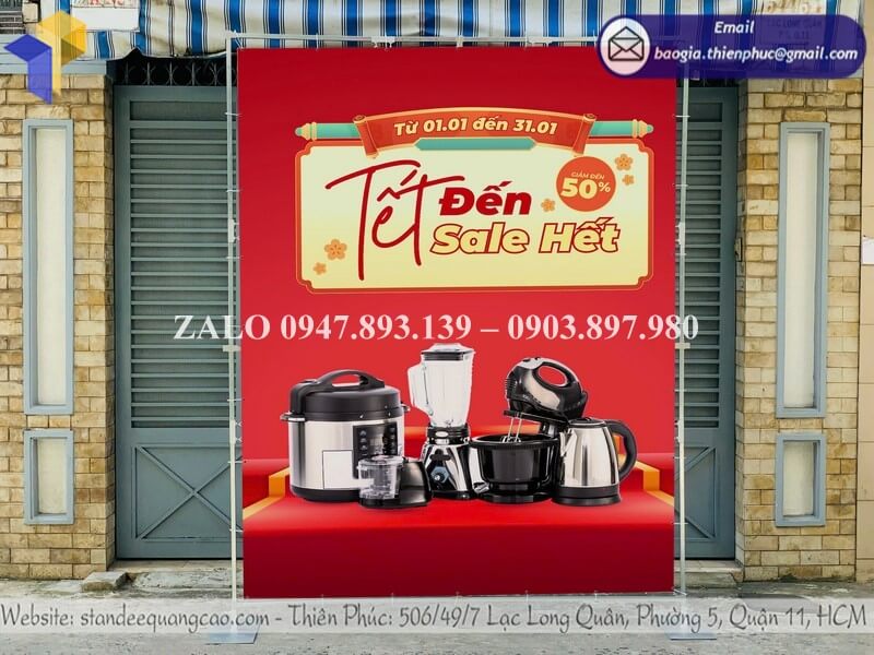 Thiết kế backdrop di động sự kiện dịp tết ngoài trời đẹp cho doanh nghiệp công ty tổ chức sự kiện