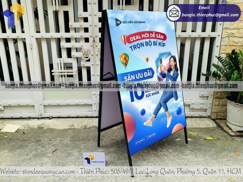Thiết kế standee chữ A di động quảng cáo bán hàng đẹp gia công 1-3 ngày cho quán cafe nhà hàng