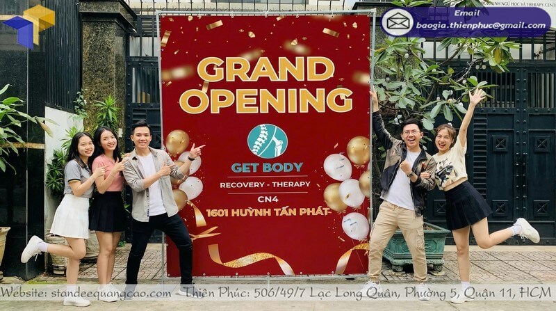 Xưởng nhận làm khung backdrop khai trương ngoài trời