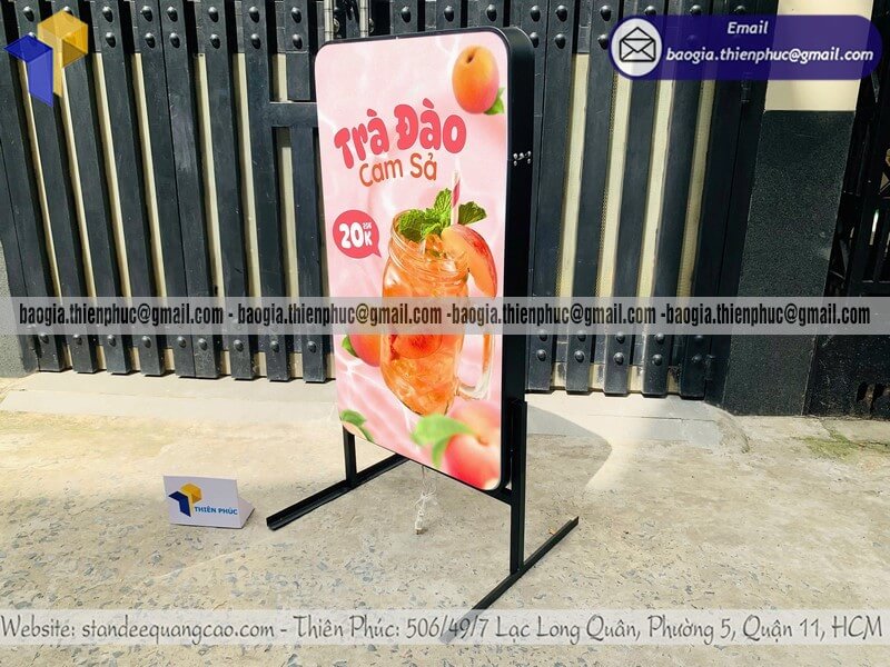 Xưởng sản xuất hộp đèn quảng cáo đứng 2 mặt ngoài trời cửa hàng cho quán trà sữa cafe