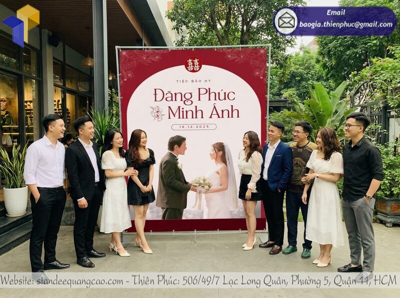 Xưởng sản xuất mẫu backdrop di động cho tiệc cưới